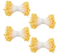 GORGECRAFT 1400 étamine de Fleur Perlée Dorée de 3mm Double Tête Faite à la Main Pistil Fleurs Artificielles Pollens Floraux Nacrés pour la Fabrication de Cartes Scrapbooking Décoration Artisanat