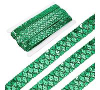 GORGECRAFT 14Yds Vert Paillettes Garniture Ruban Paillettes Dentelle Ruban Paillettes Perles Ruban Paillettes Bandes 3 Rangées Paillette Rouleau pour Couture Artisanat de Noël Embellissements Costume
