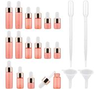 GORGECRAFT 15 flacon Compte Gouttes en Verre Givré Rose de 5ml 3ml 1ml Flacon Compte Gouttes D'Huile Essentielle Bouchon en Alliage D'Aluminium Or Rose Support de Liquide de Parfum avec Compte Gouttes