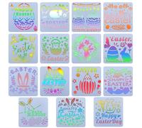 GORGECRAFT 15 Pochoir de Pâques Réutilisable en Forme de Lapin de Pâques pour Peinture en Plastique Modèle de Joyeuses Pâques pour Peinture Décoration de Pâques Artisanat Cadeau Remplissage