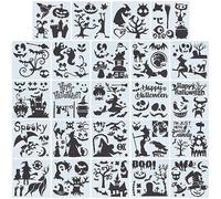 GORGECRAFT 150mm 24 Styles Sorcières Pochoirs Réutilisable Peinture Halloween Pochoir Plastique Dessin Modèles DIY Décoratif Citrouilles Fantômes Chauve-Souris Chat Noir Modèle Artisanat pour Décor