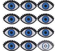 GORGECRAFT 15Pcs Patch Yeux de Poupée,Tissu de Broderie Polyester Fer sur Patchs, Yeux Thermocollant, Yeux de Dessin Animé Accessoires de Déguisement pour Vestes Vêtements Sacs à Dos