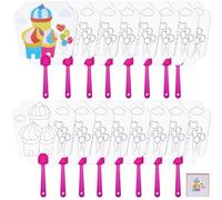 GORGECRAFT 16 éventail de Peinture à Main en Papier Blanc Motif Château Cœur Amour Nuage Un Côté avec Poignée en Plastique pour Église Mariage Bricolage Éventails