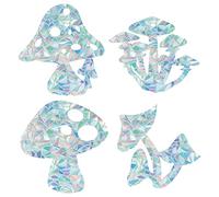 GORGECRAFT 16 Pcs Champignon Fenêtre Autocollants Prisme Fenêtre Autocollants Statique Autocollants Arc-en-Ciel Adhésif Film Vinyle Non Adhésif pour Porte Coulissante en Verre Fenêtres Empêcher