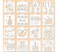 GORGECRAFT 16 Pochoir Réutilisable en Plastique Pet 14x14cm Motif Chiffres Ballons Idéal pour Décorer Gâteaux Cafés Desserts Lors d'une Fête d'anniversaire Ce Pochoir Est Parfait Dessiner