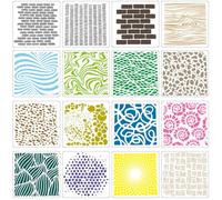 GORGECRAFT 16 Pochoir Réutilisable pour Travaux Manuels Motif Géométrique Abstrait Texture Brique Bulle Points Vagues Craquelures Superposition Modèles de Dessin Peinture sur Carte Toile Bricolage