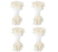 GORGECRAFT 1600 étamine de Fleur Blanche Laiteuse Double Tête Faite à la Main Pistil de Pollens Floraux Nacrés Artificiels pour la Fabrication de Fleurs,Scrapbooking,Décoration Artisanale