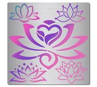 GORGECRAFT 16cm Lotus Métal Pochoir Réutilisable Fleur Yoga Modèles en Acier Inoxydable Floral Peinture Journal Outil pour Peinture sur Bois Mur, Brûler du Bois, Pyrogravure et Gravure Scrapbooking