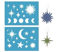 GORGECRAFT 16cm Soleil Lune Étoile Modèle de Forme de Bijoux Réutilisable Boucles D'Oreilles en Cuir Découpes en Acrylique Pochoir de Coupe pour Dessin Boucles D'Oreilles Fabrication de Bijoux