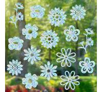 GORGECRAFT 16pcs 8 styles de Fleurs pour Fenêtre Arc-en-Ciel Marguerite Tournesol Autocollants de Fenêtre à Prisme Statique Réutilisables Film en Vinyle Anti-Collision pour Porte Coulissante en Verre