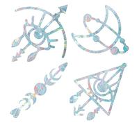 GORGECRAFT 16PCS Moon Phase Window Clings Anti Collision Arrow Rainbow Window Glass Alert Stickers For Birds Strike Evil Eye Stickers Non Adhésif Prismatic Vinyl Film pour Portes Coulissantes