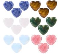 GORGECRAFT 18 Cristaux Naturels en Forme de Cœur 6 Styles 20mm Agate Indienne Opalite Quartz Cerise Verre Quartz Rose Œil de Tigre Pierres Précieuses pour la Saint Valentin la Sorcellerie