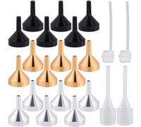 GORGECRAFT 18 Mini Entonnoir en Aluminium Platine Doré Noir en Métal pour Huiles Essentielles 2 distributeurs de Parfum Transparents Outil de Transfert 2 Compte Gouttes Remplir de Petites Bouteilles