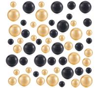 GORGECRAFT 180pcs 8/14/20mm de Fausses Perles de Remplissage de Vase en Or Noir Perles D'Imitation en Plastique sans Trou Perles Brillantes Tailles Mélangées Perles Rondes pour Vase Fête à Domicile
