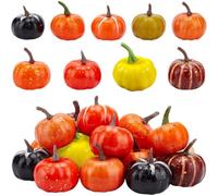 GORGECRAFT 18pcs Décoration de Fausse Citrouille à Petits Pois Mini Citrouille Artificielle Réaliste en Polyéthylène Décoration de Simulation de Récolte D'Automne pour Mariage Thanksgiving D'Halloween