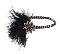 GORGECRAFT 1920s Coiffe Flapper à Plumes Rugissantes 20s Coiffe Gatsby Serre Tête Vintage Noir à Plumes D'Oiseau Accessoire pour Cheveux de Mariage Soirée Bal Cosplay Halloween