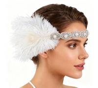GORGECRAFT 1920s Plume Flapper Coiffeuse Charleston Femme Peaky Blinders Accessoire Cristal Gatsby Bandeau Prom Mariage de Cheveux Rugissantes 20s Coiffe pour Soirée Cosplay Halloween