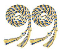 GORGECRAFT 2 Cordon d'honneur Double avec Pompons 1.7 ms en Polyester Tressé Bleu Doré pour Remise de Diplôme Ruban Décoratif Accessoire pour Fête de Fin D'Études