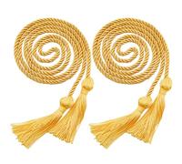 GORGECRAFT 2 Cordon d'honneur Double avec Pompons en Polyester Doré de 1.7 ms Tressé pour Remise de Diplôme Ruban Décoratif Accessoire pour Collier Accessoire pour Fête de Fin D'Études