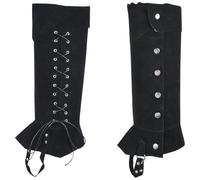 GORGECRAFT 2 Couvre-Bottes de Pirate Protège-Jambes Médiévaux Guêtres Bottes de la Renaissance Vintage en Simili Cuir Noir Couvre-Chaussures Réglables pour Halloween Chevalier Cosplay