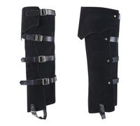GORGECRAFT 2 Couvre-Bottes Médiévales en Velours Simili Cuir avec Sangles à Boucle, Bottes de Pirate Noires de la Renaissance, Jambières pour Halloween, Chevalier, Cosplay, Chaussures, Accessoires