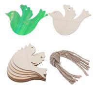 GORGECRAFT 2 Ensemble D'Ornements d'oiseaux en Bois Neige Animal Inachevé Découpe Pendentif en Bois Vierge Décoration en Tranches Embellissements avec Trou et Cordon pour Décoration d'arbre de Noël