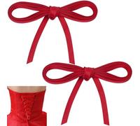 GORGECRAFT 2 Fermeture Éclair de Rechange pour Robe de Mariée 3.5m Ruban de Satin Attache Arrière Bretelles à Lacets Réglables Cordon de Robe Kit de Boucles pour Sangle de Robe de Bal Rouge Foncé