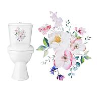 GORGECRAFT 2 feuille D'Autocollants de Toilettes en Forme de Fleurs Autocollant Floral Imperméable Autocollant Décoratif Amovible pour Abattant de Toilettes Autocollant Mural de Salle de Bain