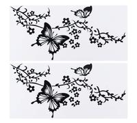 GORGECRAFT 2 feuille D'Autocollants de Voiture en Forme de Papillon en Vinyle Imperméable pour Femme Décoration Extérieure Automobile pour Voiture Camion SUV Art Mural Ordinateur Portable Noir