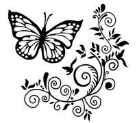 GORGECRAFT 2 Feuille D'Autocollants de Voiture en Forme de Papillon et de Fleur Autocollants en Vinyle Noir Imperméable Décoration Extérieure Automobile pour Voiture Camion SUV Art Mural Ordinateur