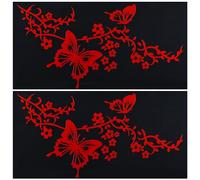 GORGECRAFT 2 feuille D'Autocollants Floraux Papillons S'Embrassant Branche D'Hibiscus en Vinyle Réfléchissant Imperméable pour Femme Autocollants de Voiture pour Voiture Camion SUV Art Mural Rouge