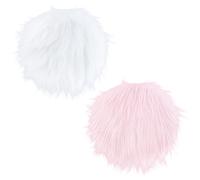 GORGECRAFT 2 Mini Tapis Rond en Fausse Fourrure de Mouton de 2cm 30 Couleurs Rose et Blanc Petit Tapis Moelleux Coussin pour Photographier L'Arrière Plan des Bijoux Chaise de Chambre Bureau Sol