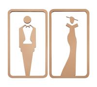 GORGECRAFT 2 panneau de Porte de Toilettes Signes D'Identification pour Dames et Messieurs Hommes et Femmes Panneau de Toilettes Sans Perçage Autocollants Muraux Autocollants Symbole Or