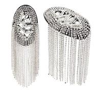 GORGECRAFT 2 Pcs Argent Gland Épaulette Épaulettes Cristal Strass Épaule Badge avec Gland Chaîne pour Uniforme Costume Blazer Hommes Femmes Cérémonie Vêtements Accessoires DIY Couture Artisanat