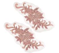 GORGECRAFT 2 Pcs Rouge Coudre Sur Paillettes Patches 3D Fleur Applique Floral Brodé Dentelle Perles Couture Garnitures Strass Floral Tissu Tulle pour Vêtements Robe de Mariage DIY Décoration