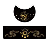 GORGECRAFT 2 pièces Support de Carte de Tarot en Bois Porte-Carte de Tarot Noir 5" Formes de Lune et 10" Cartes de Tarot en Bois Rectangulaires Support D'Autel Support, Phase de Lune et Serpent
