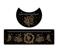 GORGECRAFT 2 pièces Support de Carte de Tarot en Bois Porte-Carte de Tarot Noir 5" Formes de Lune et 10" Cartes de Tarot en Bois Rectangulaires Support D'Affichage Outils, Lune avec des Fleurs