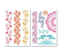 GORGECRAFT 2 Pochoir de Bordure de Fleur de Style Mandala Orné de Bordure Florale Pochoirs de Dessin en Plastique Réutilisables pour la Fabrication de Cartes Album Papier Gaufrage Décoration Peinture