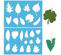 GORGECRAFT 2 Pochoir en Forme de Feuille Réutilisable pour Boucles d'oreilles Cuir Plantes Botaniques Feuilles Fabrication de Bijoux Pochoirs en Acrylique Découpes Fabrication de Cartes Scrapbooking