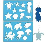 GORGECRAFT 2 Styles 13x9cm Boucles d'oreilles Pochoirs Océan Étoile de Mer Tortue de Mer Poulpe Méduse Dauphin Créatures Marines Fabrication de Bijoux Modèle Découpe Pochoir Boucles d'oreilles