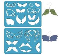GORGECRAFT 2 Styles Boucles D'Oreilles Aile D'Ange Modèle de Fabrication de Modèles de Forme de Bijoux de Coeur Pochoirs de Gardien Chrétien Réutilisables Amour Cuir Acrylique Pochoir de Coupe