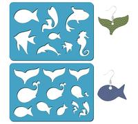 GORGECRAFT 2 Styles Boucles D'Oreilles Modèle de Fabrication Pochoir Animaux de la Mer Créatures de L'Océan Modèles de Formes de Bijoux Pochoirs Dauphin Hippocampe Queue de Baleine Pochoir de Coupe