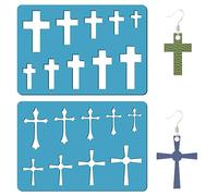 GORGECRAFT 2 Styles Croix Symbole Chrétien Pochoir Modèle de Forme de Bijoux Pochoirs Christ Réutilisables Boucles D'Oreilles de Noël Fabrication de Modèles pour Boucles D'Oreilles Fabrication