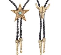 GORGECRAFT 2 Styles Cuir Bolo Cravate Aigle Collier Western Cowboy Corde Cordon Pendentif Collier Tressé Bijoux Halloween Costume Accessoires pour Hommes Rodéo Mariage