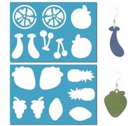 GORGECRAFT 2 Styles Fruits Bijoux Forme Modèle Réutilisable Plastique Pomme Banane Citron Boucles D'Oreilles Carré Pochoirs de Coupe pour Dessin Peinture Fabrication de Bijoux DIY Artisanat 13x9cm