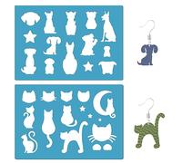 GORGECRAFT 2 Styles Lune Chats Pochoir Chien Boucles D'Oreilles Modèle Réutilisable Étoiles Animaux Bijoux Forme Acrylique Gabarit de Découpe pour Bracelets Boucles D'Oreilles Fabrication de Bijoux