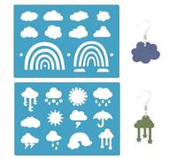 GORGECRAFT 2 Styles Modèle de Forme de Bijoux Pochoir Arc-en-Ciel Réutilisable Boucles D'Oreilles Météo Faisant des Modèles Nuages Soleil Parapluie Lune Foudre Acrylique Pochoir de Découpe