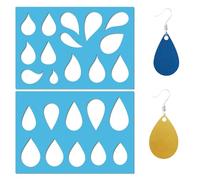 GORGECRAFT 2 Styles Modèles de Forme de Bijoux en Forme de Goutte D'Eau Modèles de Boucles D'Oreilles Réutilisables Pochoir de Découpe en Acrylique pour Boucles D'Oreilles Peinture Artistique, 13x9cm