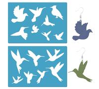GORGECRAFT 2 Styles Pochoir Acrylique Colibri Réutilisable en Plastique Oiseau Volant Boucles d'oreilles Faisant des Modèles Silhouette Signe Pochoirs pour la Fabrication de Bijoux Peinture 13x9cm