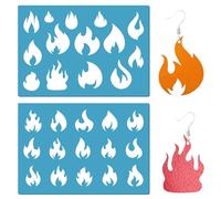 GORGECRAFT 2 Styles Pochoir de Flamme Aérographe de Feu Flammes Burn Blaze Pochoirs Réutilisables en Cuir Acrylique Modèle de Bijoux pour Peinture Sur Mur Tissu Verre Décoration D'Intérieur Boucles